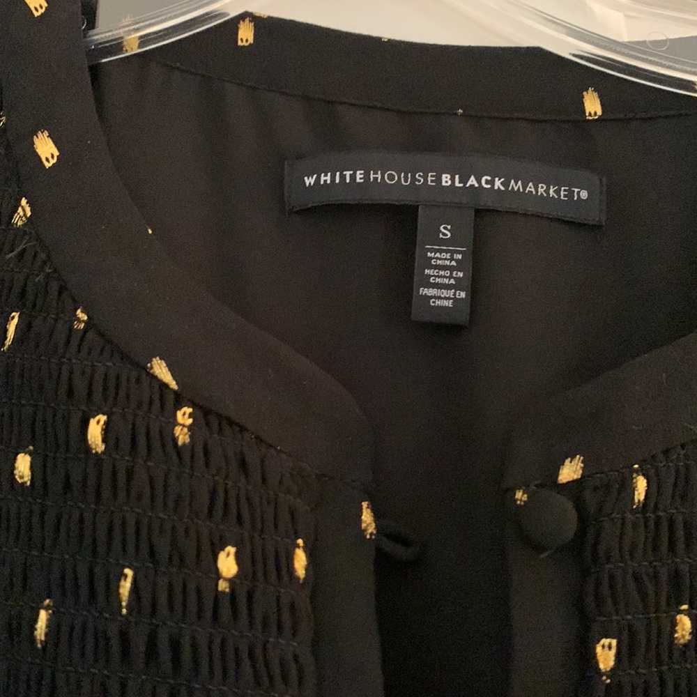 WHBM Black/Gold Long sleeve chiffon mini-dress- worn only a few times